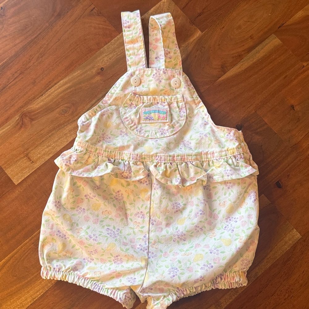 Oshkosh Vintage 1990s Fruit Shortall Romper Overalls HTF